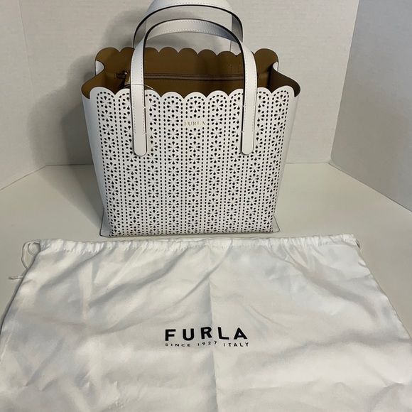 Furla Handbags - Furla Sally White Chalk Cutout Tote Bag